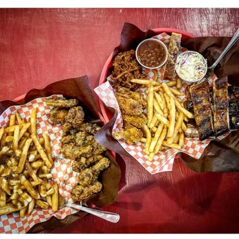 Big Bone BBQ & Wicked Wings - 1LB OF JERK WINGS W.POUTINE AND AN ELVIS COMBO (RIBS, WINGS, FRIES, BEANS AND SLAW. - Barbeque Near Me - Markham, Ontario Big Bone BBQ & Wicked Wings - 1LB OF JERK WINGS W.POUTINE AND AN ELVIS COMBO (RIBS, WINGS, FRIES, BEANS AND SLAW. - Barbeque Near Me - Markham, Ontario