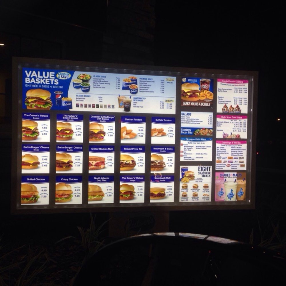Culver's - Menu board - Fast Food Near Me - Tampa, Florida Culver's - Menu board - Fast Food Near Me - Tampa, Florida