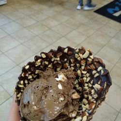 Baskin Robbins - Rocky Road in Nut Covered Chocolate Waffle Cone
