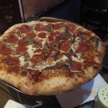 Panama Pizzeria - Pizza with pepperoni, Italian sausage and partial anchovies for my husband - Pizza Near Me - Panama City Beach, Florida Panama Pizzeria - Pizza with pepperoni, Italian sausage and partial anchovies for my husband - Pizza Near Me - Panama City Beach, Florida