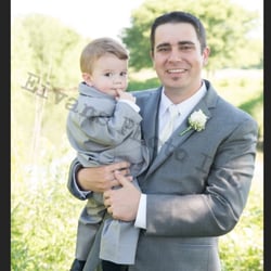 Formally Modern Tuxedo - Closer look at the Grooms Tux (baby's tux bought elsewhere because Formally Modern did not rent tuxes that small)