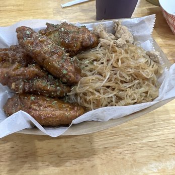 Koco Korean Fried Chicken & Croffles - Soy Garlic Wings with Chicken Pancit - Korean Near Me - Virginia Beach, Virginia