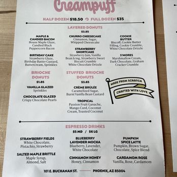 Creampuff - Menu - Donuts Near Me - Phoenix, Arizona