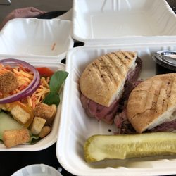 Hand carved Prime Rib Sandwich and fresh salad.  Less than $10!