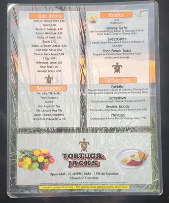 Menu photo 1 Tortuga Jacks Amelia Island, FL Menu photo 1 Tortuga Jacks Amelia Island, FL