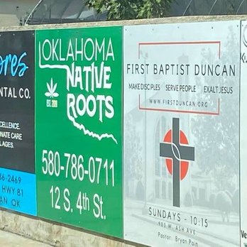 Oklahoma Native Roots - Funniest juxtaposition of placards I've seen in a very long time! - Cannabis Clinics Near Me - Duncan, Oklahoma Oklahoma Native Roots - Funniest juxtaposition of placards I've seen in a very long time! - Cannabis Clinics Near Me - Duncan, Oklahoma