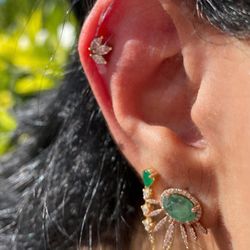 Karma Beverly Hills - Helix piercing done with 14 karat gold genuine diamond earring.