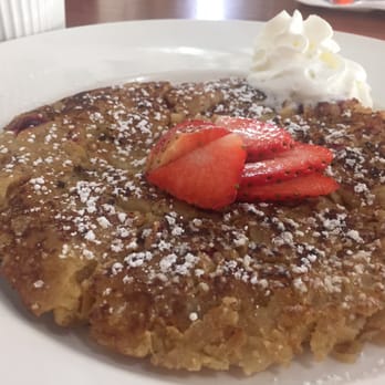 Le Coffee Shop - French toast with cranberries inside. Fresh strawberries on top with a side of whip cream. - Breakfast & Brunch Near Me - Temecula, California