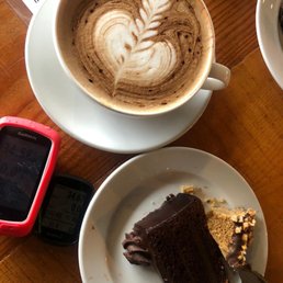 Stopped on a bike ride.  Delicious! Had the double chocolate cake (split with a friend) and the peanut butter bar!