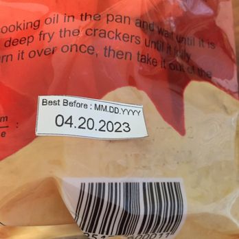 Tip Top Mart - New expiration date label covering the original expiration date. - International Grocery Near Me - Rosemead, California Tip Top Mart - New expiration date label covering the original expiration date. - International Grocery Near Me - Rosemead, California