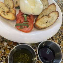Burrata w/ herbed olive oil and balsamic vinegar