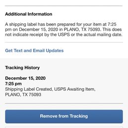 USPS said they never picked it up. USPS said they never picked it up.