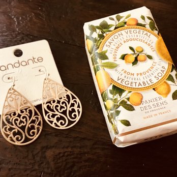 Bazar - Small gift haul. Pair of earrings and a bar of vegetable soap from Provence. - Women's Clothing Near Me - Palm Springs, California
