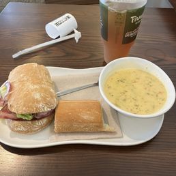 Toasted Italiano Broccoli Cheddar Soup French Baguette Side Iced Tea