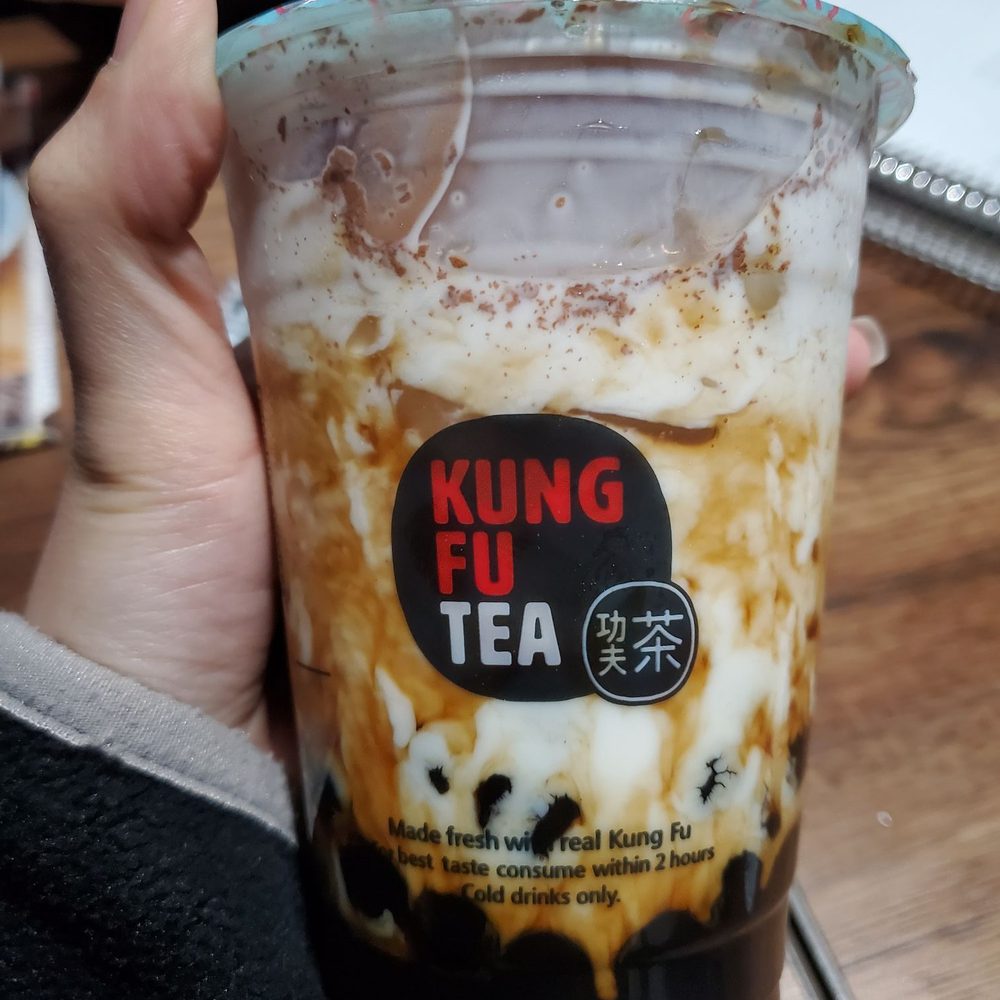 Kung Fu Tea - Medium cocoa cream wow with bubbles. Disclaimer: you cannot adjust the sugar level. - Bubble Tea Near Me - Columbia, Maryland Kung Fu Tea - Medium cocoa cream wow with bubbles. Disclaimer: you cannot adjust the sugar level. - Bubble Tea Near Me - Columbia, Maryland