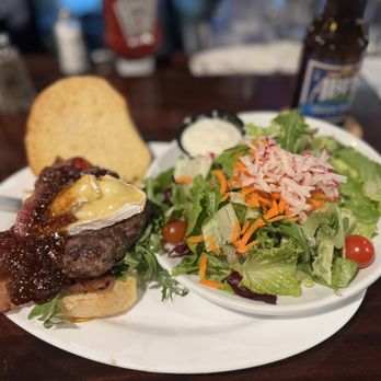 Blue Monkey Tavern - Burger special - Brie, bacon and fig jam. A little heavy on the fig jam. - American Near Me - Merchantville, New Jersey Blue Monkey Tavern - Burger special - Brie, bacon and fig jam. A little heavy on the fig jam. - American Near Me - Merchantville, New Jersey