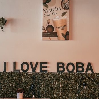 Ding Tea - i love boba sign on a wall - Bubble Tea Near Me - San Diego, California