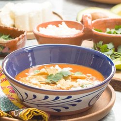 Tortilla Soup with Chicken Quesadillas and Spicy Pickles