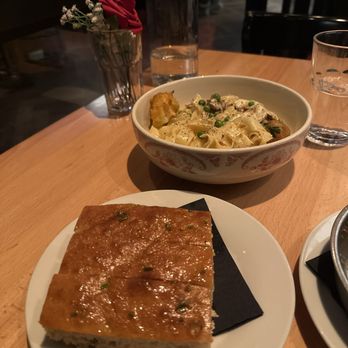 Corso Italian - House made facacia (bread) went great with my appetizer. And a fettuccini carbonara! - Italian Near Me - Arlington, Virginia Corso Italian - House made facacia (bread) went great with my appetizer. And a fettuccini carbonara! - Italian Near Me - Arlington, Virginia