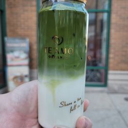 TE'AMO Boba Bar - Matcha latte in the can. So, aesthetically pleasing!