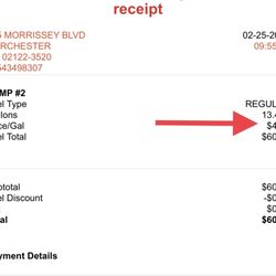 Morrissey Boulevard Shell - Receipt