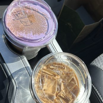 Phinology Coffee - Ube vietnamese coffee and a regular Vietnamese coffee with less ice. They don't fill it to the top if you put less ice. - Coffee & Tea Near Me - San Diego, California Phinology Coffee - Ube vietnamese coffee and a regular Vietnamese coffee with less ice. They don't fill it to the top if you put less ice. - Coffee & Tea Near Me - San Diego, California