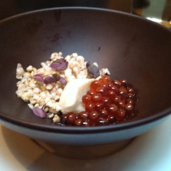Benu - Salmon roe, eggplant, buckwheat, perilla. VERY good texture and taste. - Asian Fusion Near Me - San Francisco, California Benu - Salmon roe, eggplant, buckwheat, perilla. VERY good texture and taste. - Asian Fusion Near Me - San Francisco, California