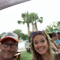 Splash RV Resort & Waterpark - Bar area playing music bingo eating pizza from food truck and drinking beer.