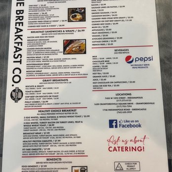 The Breakfast Co - Back of main breakfast menu - Breakfast & Brunch Near Me - Indianapolis, Indiana The Breakfast Co - Back of main breakfast menu - Breakfast & Brunch Near Me - Indianapolis, Indiana