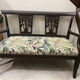 Refurbished settee with 3" firm cushion. Refurbished settee with 3" firm cushion.