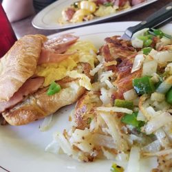 Best Friends Family Restaurant - Croissant sandwich and homefries