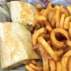 Hobbit American Grill - Lunch special: Buffalo chicken wrap with curly fries