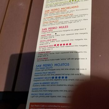 San Pedro Cafe - Drink Menu - Seafood Near Me - Hudson, Wisconsin