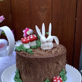 The Sweet Side - Custom cake. I added the ceramic bunny as a topper. - Desserts Near Me - Seattle, Washington The Sweet Side - Custom cake. I added the ceramic bunny as a topper. - Desserts Near Me - Seattle, Washington