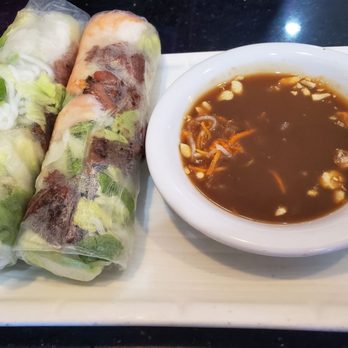 Pho 4 U - Spring rolls with peanut sauce, which was more like peanut water - Vietnamese Near Me - Sheridan, Colorado