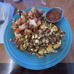 Chorizo and eggs with home style potatoes. Chorizo and eggs with home style potatoes.