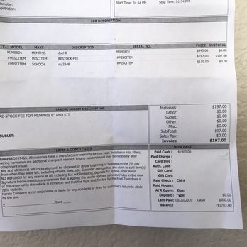Breakers Stereo & Performance - Was made to sign this exact paper for there record to get my money back. This is my copy. So $565.00 30% restocking fee charged me $197.00 - Car Stereo Installation Near Me - Oxnard, California