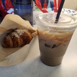 Raspberry croissant and honey lavendar latte Raspberry croissant and honey lavendar latte