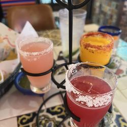 El Fenix Cafe - Margarita flight-white peach, prickly pear & mango