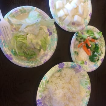99 Chicken - Free salad, veggies, rice, and daikon from their self-service salad bar - Korean Near Me - Santa Clara, California