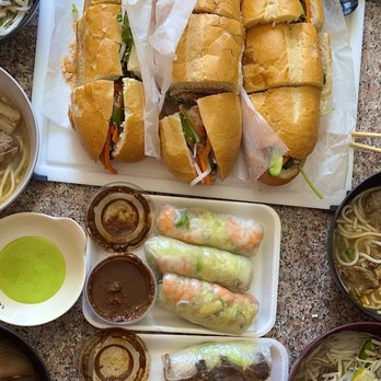 Ba Le Dorchester - Braised pork belly, BBQ beef, and combination pork banh mi. Beef and shrimp spring rolls. - Vietnamese Near Me - Boston, Massachusetts