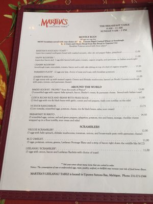 Menu photo 4 Martha's Leelanau Table Suttons Bay, MI