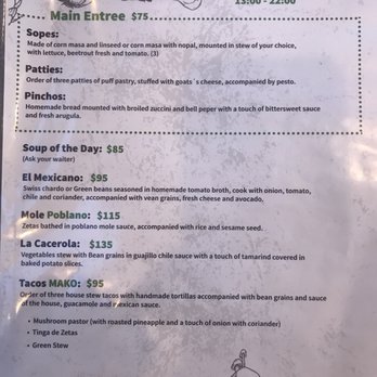 Mako - Main entree menu - Vegetarian Near Me - Cabo San Lucas, BCS Mako - Main entree menu - Vegetarian Near Me - Cabo San Lucas, BCS