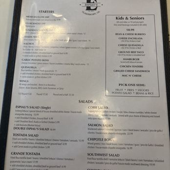 Espiau's - Menu 7/20/25 - Mexican Near Me - Claremont, California