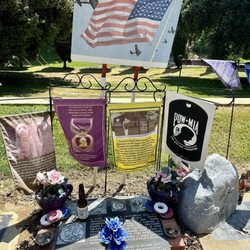 Hillside Memorial Park - I loved this area that had veterans memorials. Long line of these with flags, items left, so beautiful.