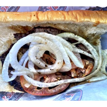 Luke's on Harlem - Ribeye Steak Sandwich w/ex onions.The Original Luke's on Harlem.Pizza Chili Beef Burgers Chicken Hotdogs Soups etc. Drive Thru! Nice! - Hot Dogs Near Me - Chicago, Illinois