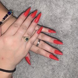 Lavender Nails & Spa - Red Gel X Full Set Stiletto