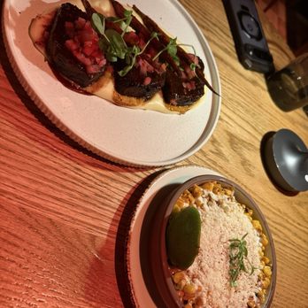CHICA - GRILLED SWEET CORN ELOTE and short rib plate - Latin American Near Me - Las Vegas, Nevada