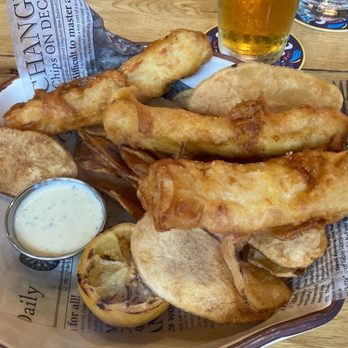 Corkfire Kitchen - Fish & Chips (Mahi Mahi Tempura Fish with potato chips made on-site) - New American Near Me - Temecula, California