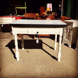 Anjou & the Little Pear Home Furnishings - Enamel top draw leaf table